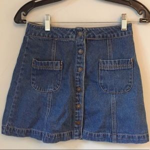 Denim mini skirt with button down detailing